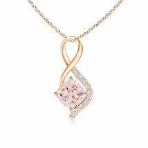 ANGARA Infinity Twist Morganite Pendant with Diamond Accents in 14K Solid Gold - £407.63 GBP