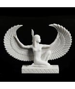WINGED MAAT STATUE 6.5&quot; Egyptian Goddess of Justice White Marble Finish ... - $59.95