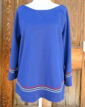 Lucky Lotus by Lucky Brand Embroidered Blue Sweatshirt Raglan Sleeve Medium - £15.71 GBP