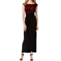 NEW Red &amp; Black Soutache Faux-wrap Gown Size 6 - £29.08 GBP