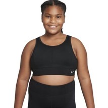 Nike Girls Dri-FIT Swoosh Luxe Sports Bra Extended Size M+ Black DD9148-010 - £23.53 GBP