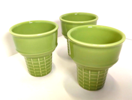 Pfaltzgraff Ceramic Ice Cream Cone Green Waffle Pastel Spring - Cups Lot Of 3 - £21.23 GBP