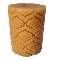 Melt Candle Pillar 4&quot; x 3&quot;  Vanilla Buttercream Carved Decorative Candle - £10.08 GBP