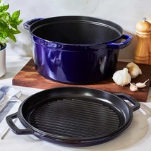 Staub Cast Iron Cookware Pot Enameled Braise Grill Skillet Pan Induction 7 Qt - £269.60 GBP