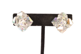 Ab Rhinestone Earrings Clip On Vintage Crystal - $6.79