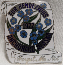 1977 Anchorage Fur Rondy Rendezvous Collector Pin/Forget Me Not Flower-M... - £55.08 GBP