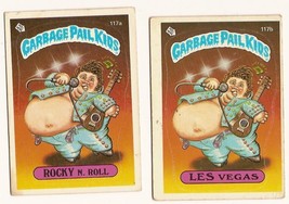 1986 Garbage Pail Kids Series 3 Cards 117a Rocky N. Roll / 117b Les Vegas - $4.85