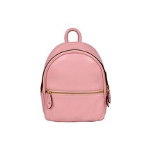 Aaron Leather Goods Women Peach Premium Quality Leather Two Way Zippers Backpack - £70.95 GBP