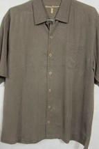 GORGEOUS Tommy Bahama Brown With Gold Design Silk Hawaiian Shirt L - £35.43 GBP