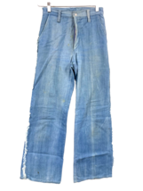 1970s Womens Bell Bottom Wide Leg Jeans 26x33 Faded Distressed Hippie Hi... - $1,646.36 MXN