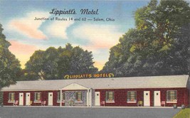 Lippiatt Motel Routes 14 62 Salem Ohio 1940s linen postcard - $6.90
