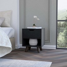 Carthage Nightstand: 1-Drawer, Open Shelf, Wood Legs Bedroom Table - $117.99