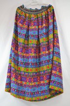 Boho Hippie Muu Muu Maxi Skirt True Vintage 1960s Colorful Bright Floral Fabric - £54.12 GBP