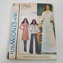 Vintage 1975 McCall's 4781 Sewing Pattern Marlo Thomas Coat Jacket 8 / 31.5 - $5.90