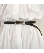 Thin Belt PU Leather Metal Buckle Waist Strap Trouser Dress Decoration W... - £8.64 GBP
