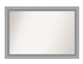 Amanti Art Peak Polished Nickel Non-Beveled Bathroom Wall Mirror in Silver - £120.35 GBP