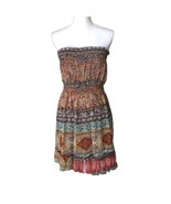 Dots Women&#39;s Juniors Semi Sheer Strapless Dress Size L Multicolor Cinche... - $24.02