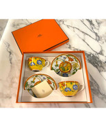Hermes La Siesta Tea Cup and Saucer 2 set yellow porcelain dinnerware co... - £477.86 GBP