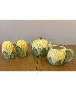 VTG Corn Cob Salt &amp; Pepper Shakers Cream &amp; Sugar Japan Hand Painted 4 Pi... - $54.28 CAD