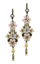 Elegant Romantic Vintage Brass Floral Dangle Drop Statement Earrings w/S... - $151.90