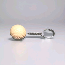 Vintage White Golf Ball Keychain Silver Chain Unbranded Keyring Golfer M... - $15.05