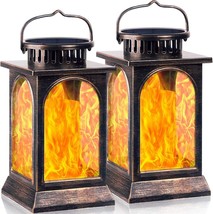 Solar Lights Flickering Flame Upgraded Metal Solar Lantern Outdoor Hangi... - £86.22 GBP