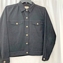 Christopher Banks Womens MEDIUM Jacket Black Stretch Cotton Button Pocke... - $12.30