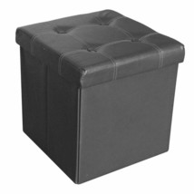 Single Folding Storage Ottoman Seater Toys Box Large Pouffee Faux Lather Stool - £15.76 GBP