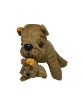 Oriental Trading Bulldog Dog Mom &amp; Puppy Plush Toy 6&quot; Small Brown Stuffe... - £10.88 GBP