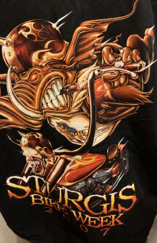 LIVE TO RIDE Sturgis Bike Week 2007 Sleeveless Graphic Button Shirt Mens Large L - £24.80 GBP