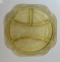 Depression Glass Madrid Amber Four Part Grill Relish Plate Square Scalloped - £17.31 GBP