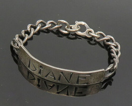 925 Sterling Silver - Vintage Diane Curb Link Name Chain Bracelet - BT7998 - £58.54 GBP