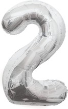 Unique Number 2 Shaped Foil Balloon, 34&quot;, Silver - $5.97