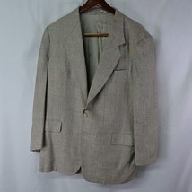 Vtg 90s Fits 46R Bespoke Beige Tweed Mens Blazer Suit Jacket Sport Coat - $54.99