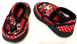 Disney Jr Minnie Mouse Girls Shoes Red White Polka Dot Adjustable Cord 5 to 6 - £6.94 GBP