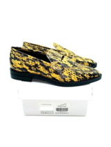 Rebecca Minkoff Pacey Snake-Embossed Leather Loafers- Tumeric, US 8.5M - £23.73 GBP