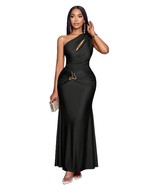 Trendy TRON Women's Bodycon Maxi Dress, Asymmetric Neck, Sleeveless, Hig... - $48.02
