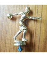 1970s Vintage Women&#39;s Gold Metal Bowling topper with screw 4&quot; tall 4 1/8... - £6.87 GBP