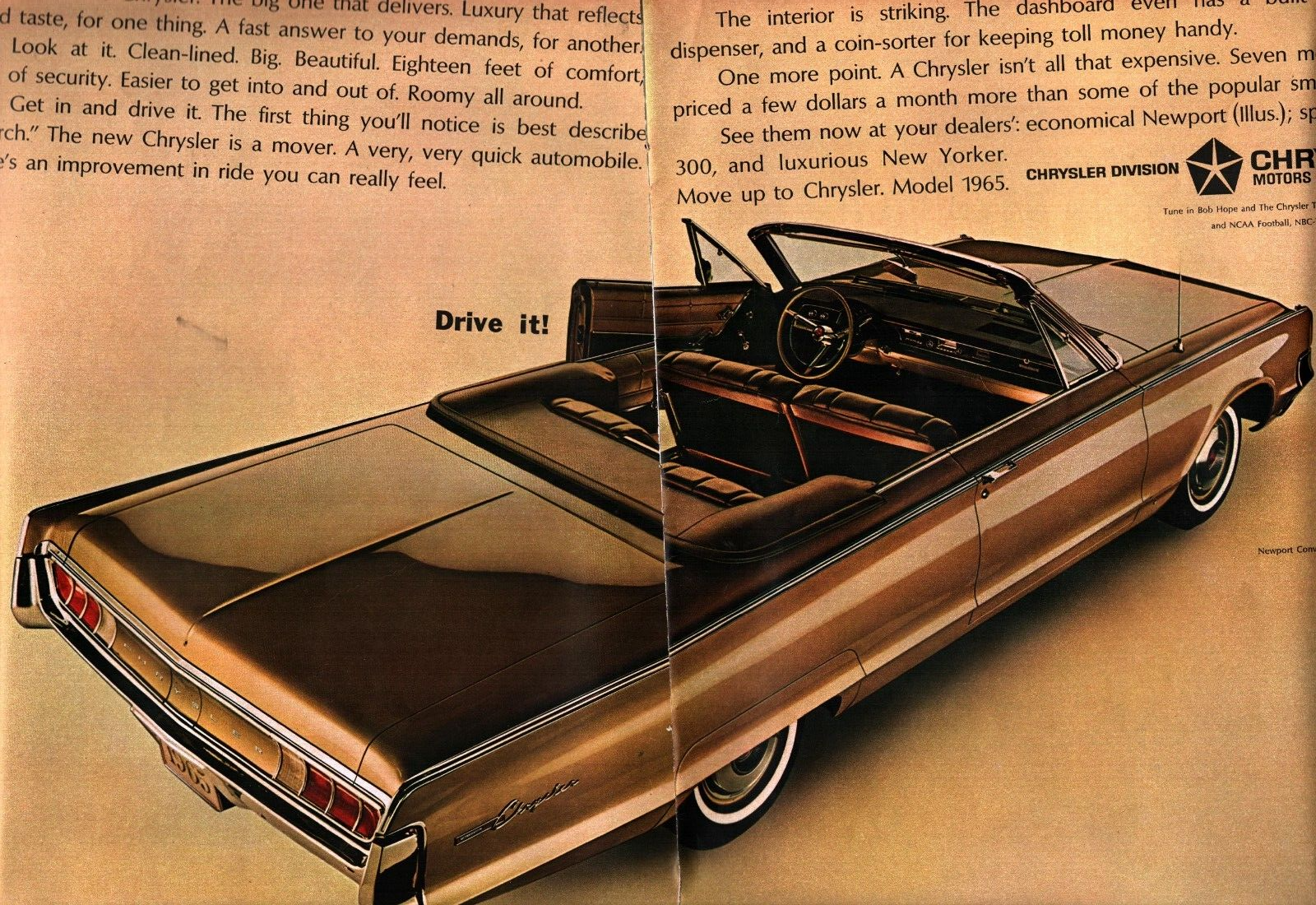 1965 Chrysler Newport Convertible Ad  Drive It nostalgic c2 - $25.98