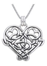 Jewelry Trends Celtic Heart Eternal Love Knot Sterling Silver Pendant Necklace 1 - £56.73 GBP