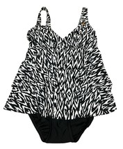 bar III Womens Printed Lace-Up One-Piece Swimsuit, Black-WHITE, 8 - £12.47 GBP