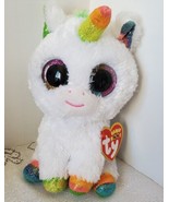 TY Beanie Boos Pixy White Rainbow Unicorn Glitter Eyes 6&quot; Plush Stuffed ... - £7.02 GBP