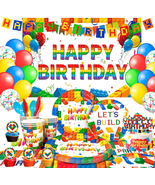 Building Blocks Birthday Party Supplies,114Pcs Building Block Party Deco... - €28,11 EUR