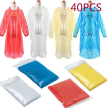 40Pcs Disposable Adult Emergency Waterproof Rain Coat Hiking Camping Hood - £33.57 GBP