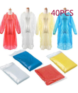 40Pcs Disposable Adult Emergency Waterproof Rain Coat Hiking Camping Hood - £33.47 GBP
