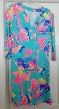 Lilly Pulitzer Fish Coral Print Dress V-Neck 3/4 Sleeve Women&#39;s Size XXS - £47.02 GBP