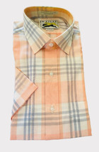 NWT Le Tigre Men&#39;s Small Button Up Shirt Pink Gray White Plaid Short Sle... - $16.66