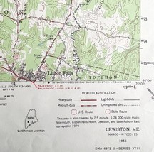 Map Lewiston Maine 1956 Topographic Geo Survey 1:62500 22 x 18&quot; TOPO3 - $873.08 MXN