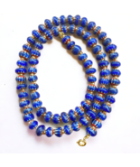 Collana Vintage Blu Chevrons Multistrato di Perline di Vetro N-2011 - $46.10