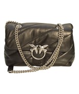 Pinko Love Puff Medium Quilt Black leather flap shoulder bag with chain strap - $326.70